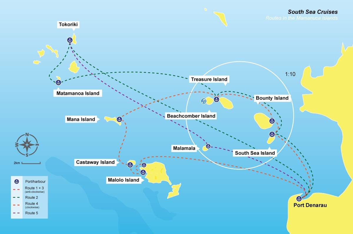 Boat transfers in Fiji route