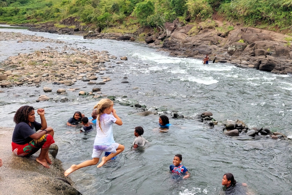 swimming with villagers Navala Fiji