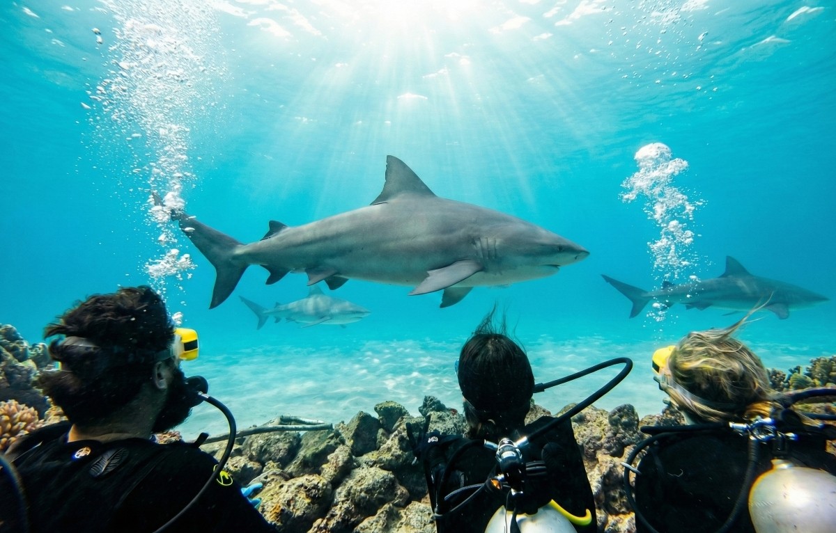 awaken shark dive barefoot kuata Fiji