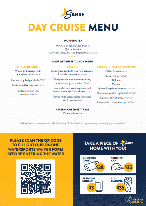Seaspray Adventure Menu